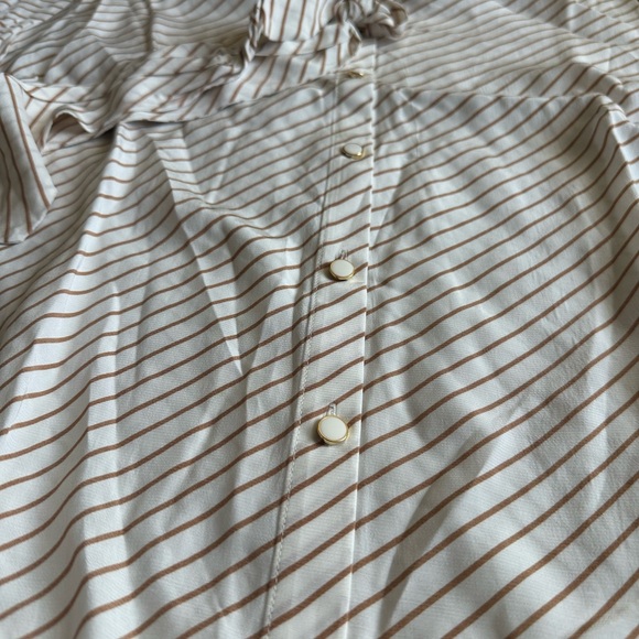 Talbots Tops - Talbots Cream and Tan Striped Button-Front Blouse